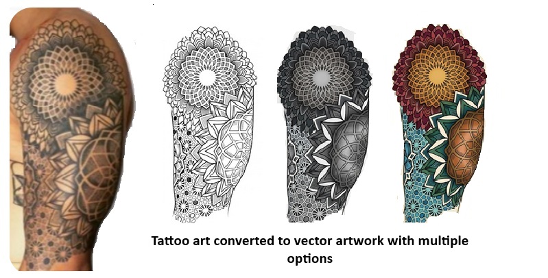 Tattoo art converted to vector artwork with multiple options