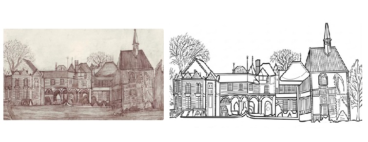 castle sketch image to vector artwork