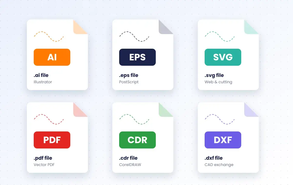 Best vector formats for embroidery – AI, EPS, SVG, PDF, CDR and DXF files