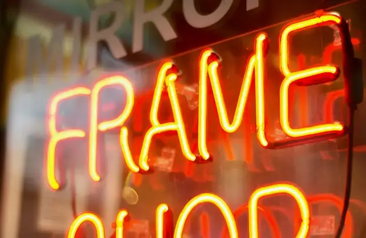 Neon storefront sign made from a vector file converted from an image