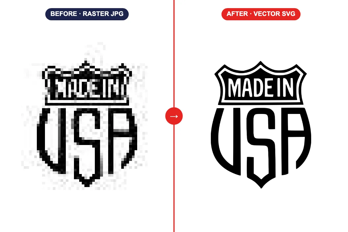 Made in USA badge typography converted to a clean vector file