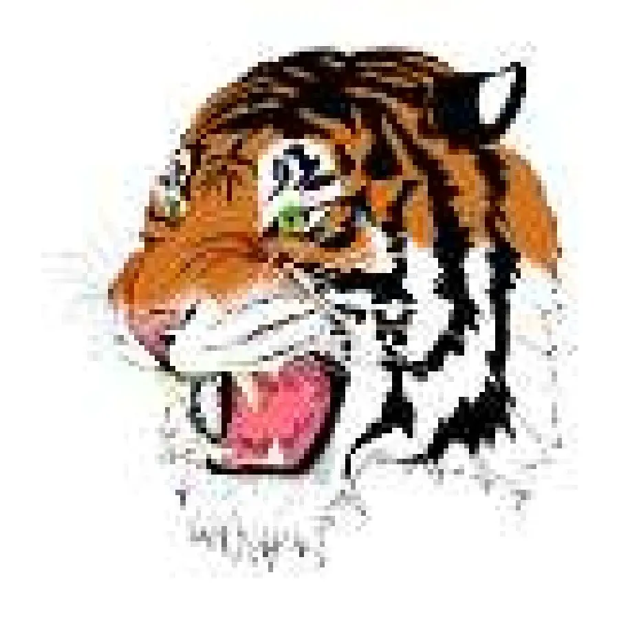 Pixelated low-resolution raster tiger logo before vectorization