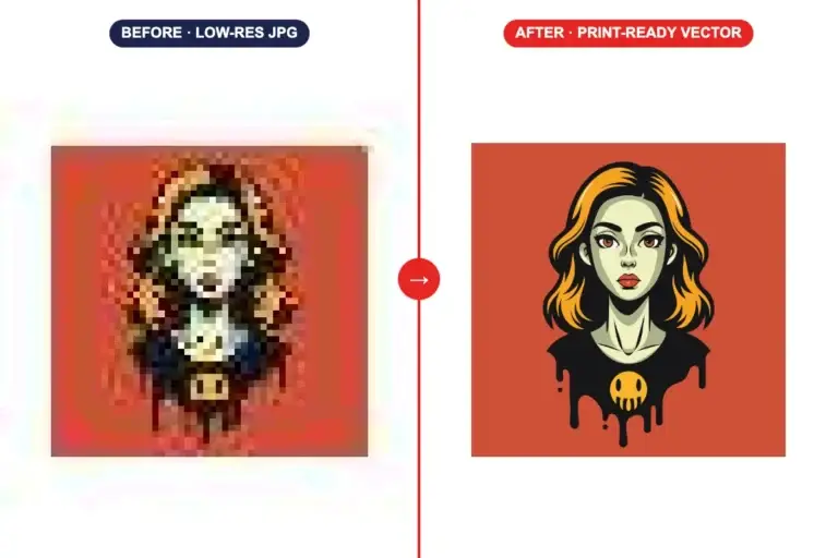 Portrait t-shirt artwork vectorized for DTF and screen printing