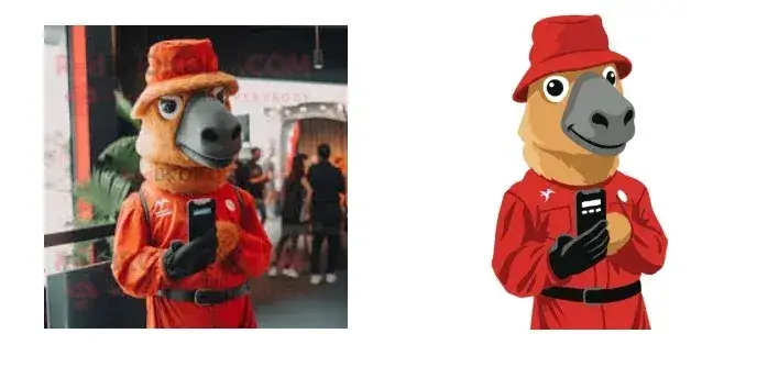 Raster to vector flat color conversion of a mascot photo