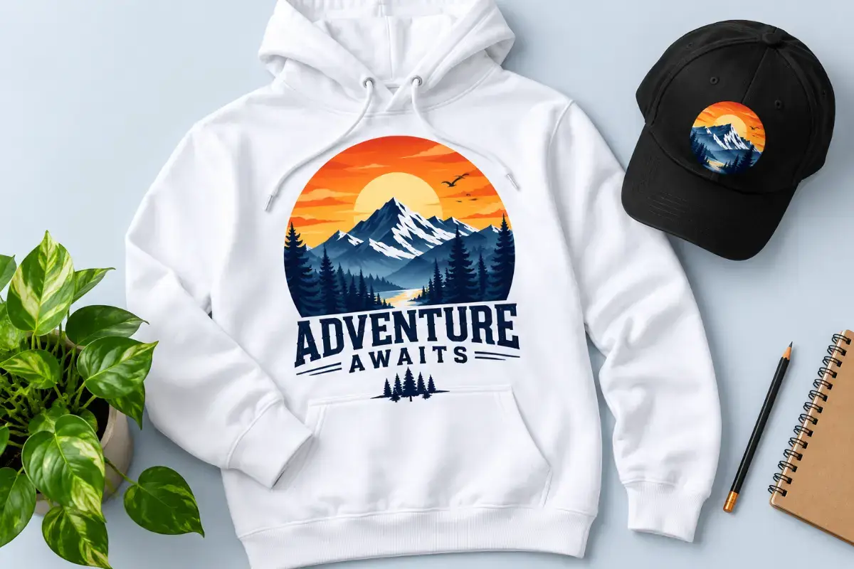 Hoodie and cap with t-shirt vector design