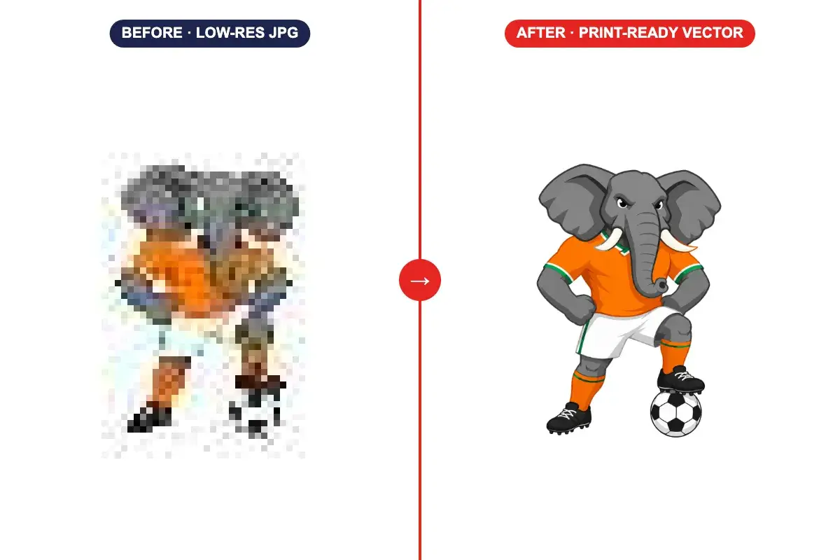 Elephant sports mascot prepared as vector artwork for printing