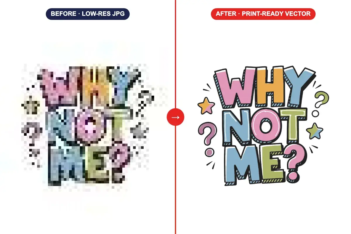 Typography t-shirt design rebuilt as print-ready vector artwork