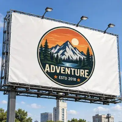 Vector logo on an outdoor billboard banner