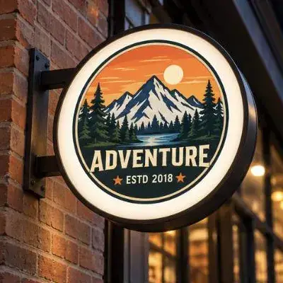 Vector logo on an illuminated store sign
